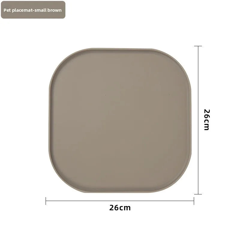 Tapis anti-gaspillage sous gamelle de chat, coloris beige