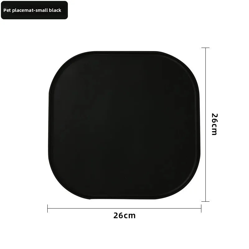 Tapis anti-gaspillage sous gamelle de chat, coloris noir