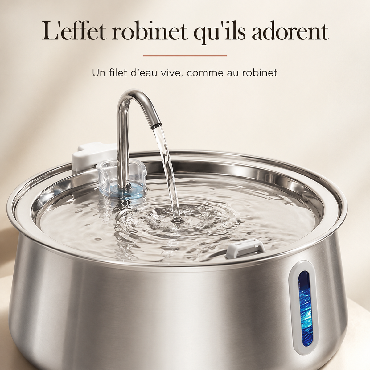 Effet robinet, filet d'eau de la fontaine inox 4 L pour chat Image