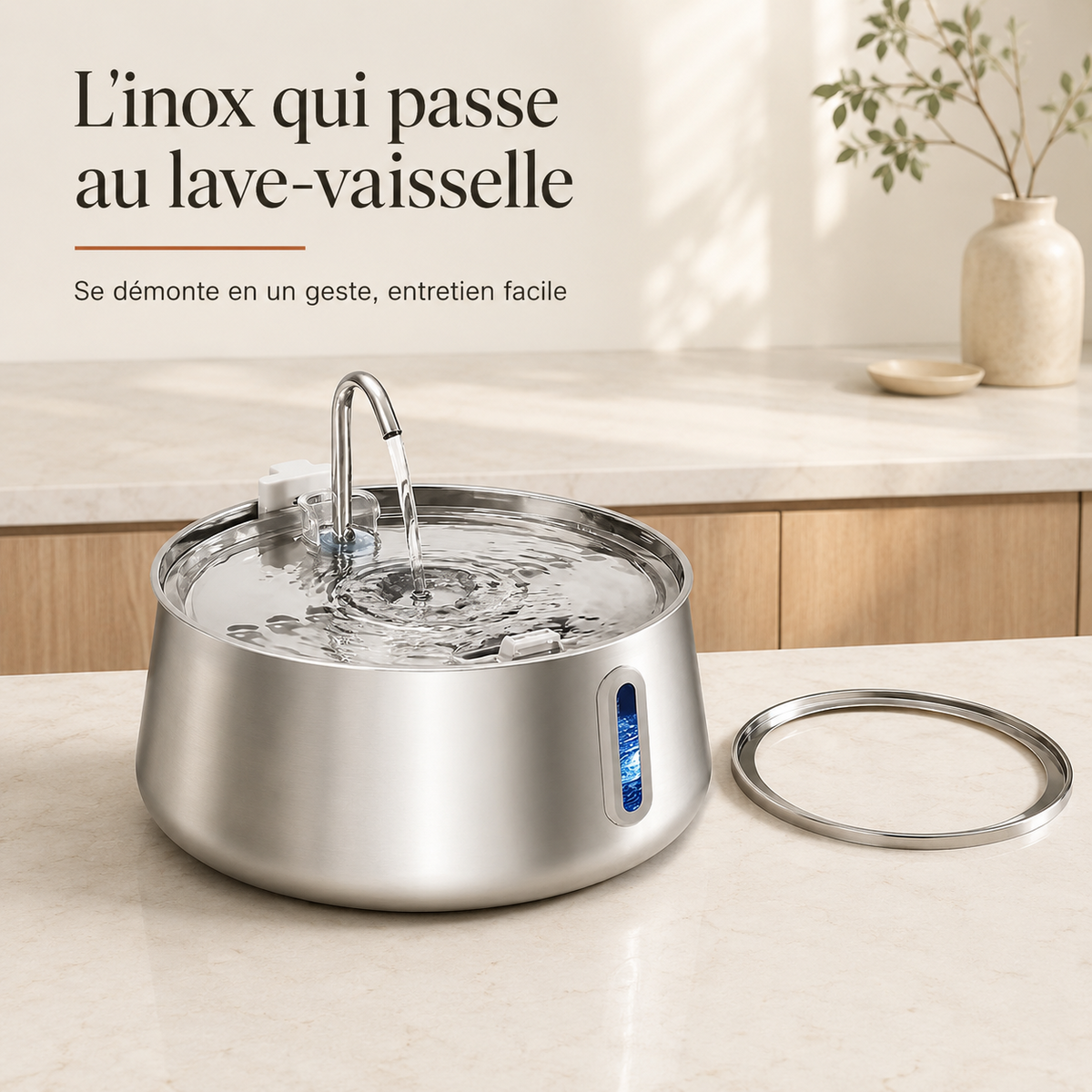 Fontaine inox 4 L démontable, passe au lave-vaisselle Image