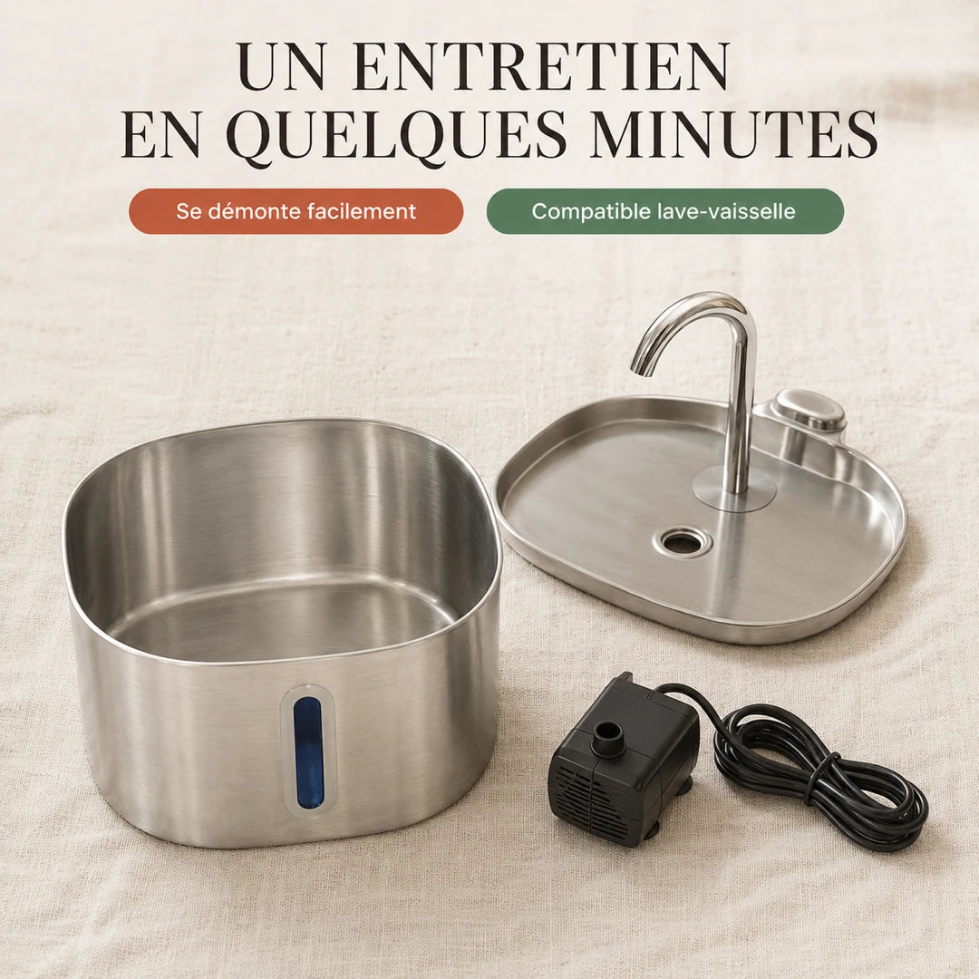 Fontaine inox bec robinet démontée, entretien facile Image