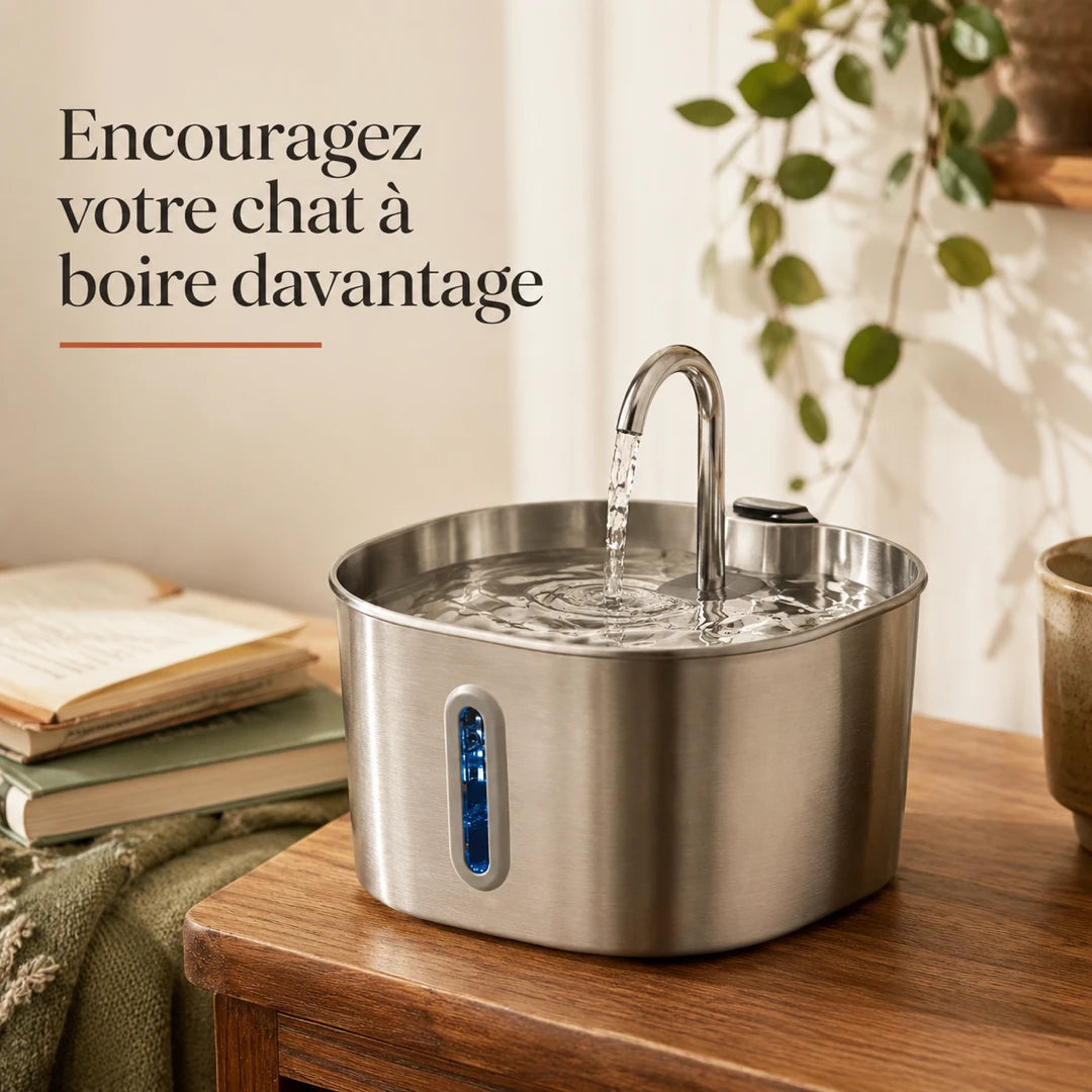 Fontaine inox bec robinet pour chat, eau qui coule du robinet Image
