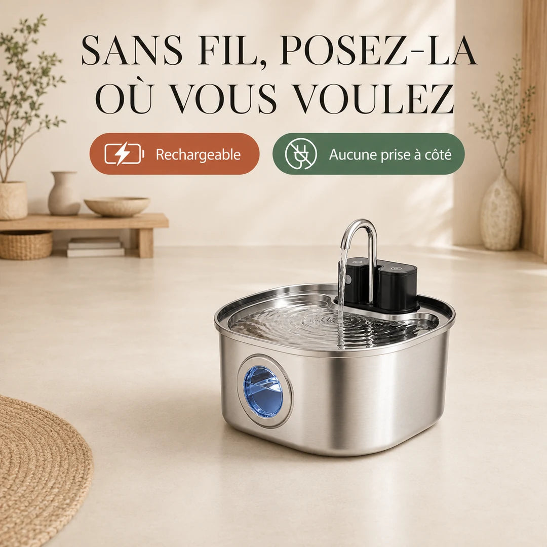 Fontaine à chat sans fil rechargeable FlowArc à poser partout Image