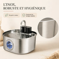 Fontaine à chat en acier inoxydable 304 robuste et hygiénique