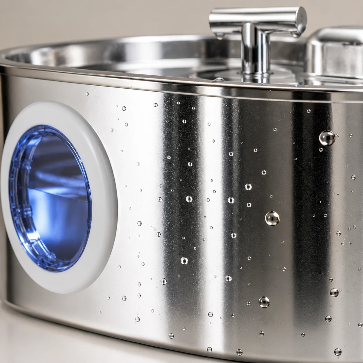 Fontaine inox ovale filet doux à hublot LED 2,2 L - acier inoxydable 304