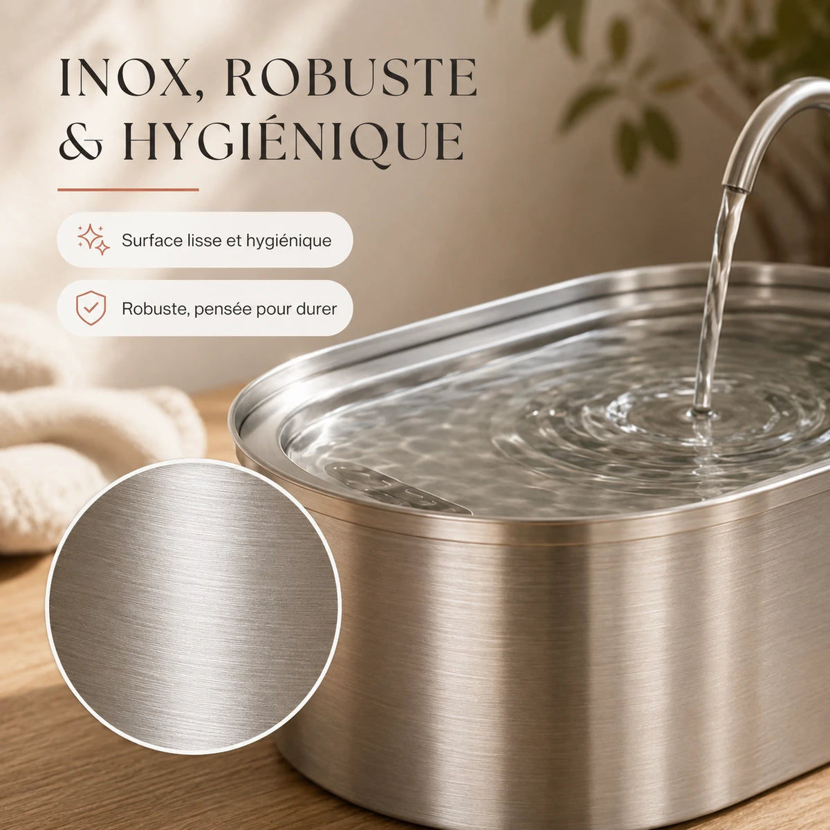 Inox robuste et hygiénique, surface lisse Image